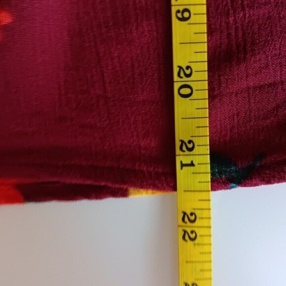 Old Navy Size XS Burgundy Floral Boho Tunic Top Blouse with String Tie - Picture 5 of 7